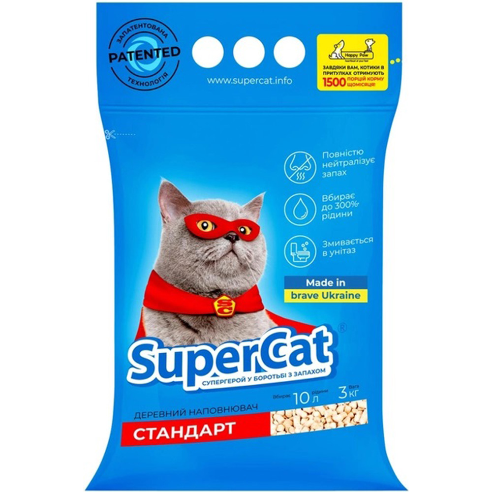 SUPER CAT Стандарт Деревний наповнювач для котячих туалетів0