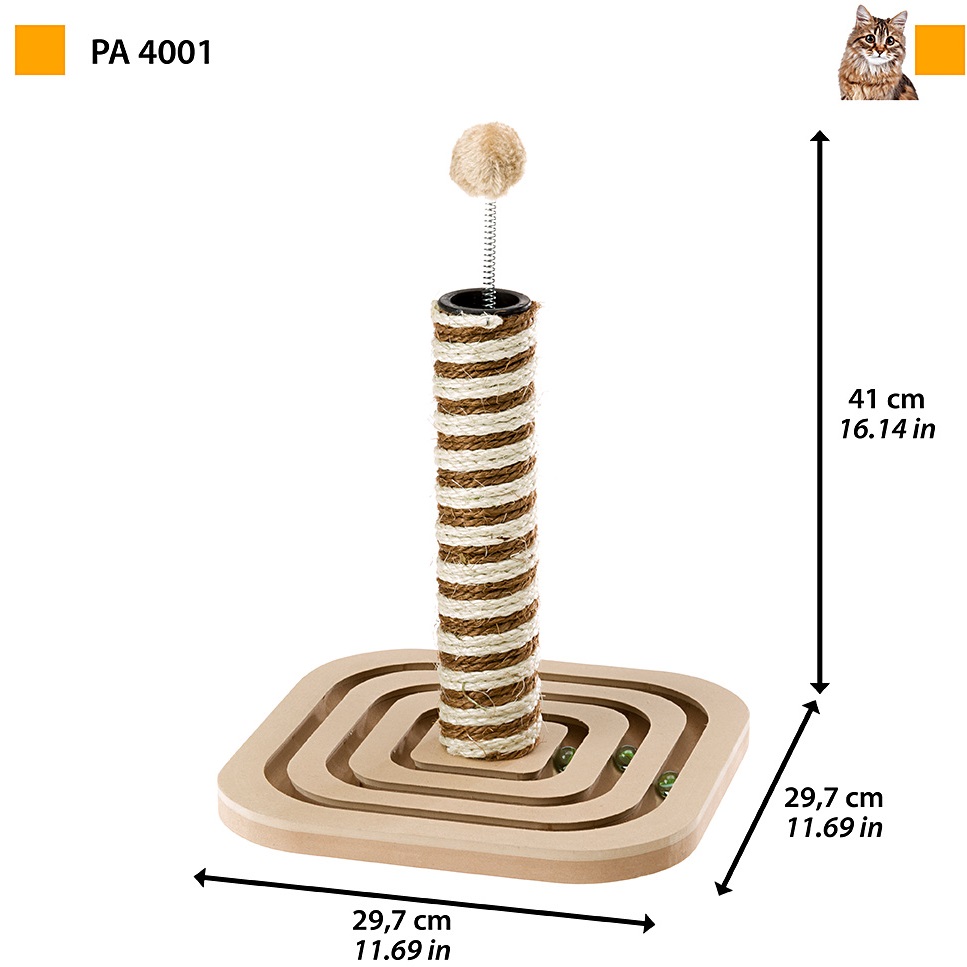 FERPLAST Когтеточка-столбик с мячиком на пружинке для котов4