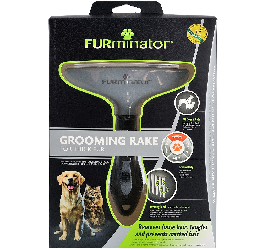 FURminator Расческа-грабли для собак и котов с вращающимися зубьями5