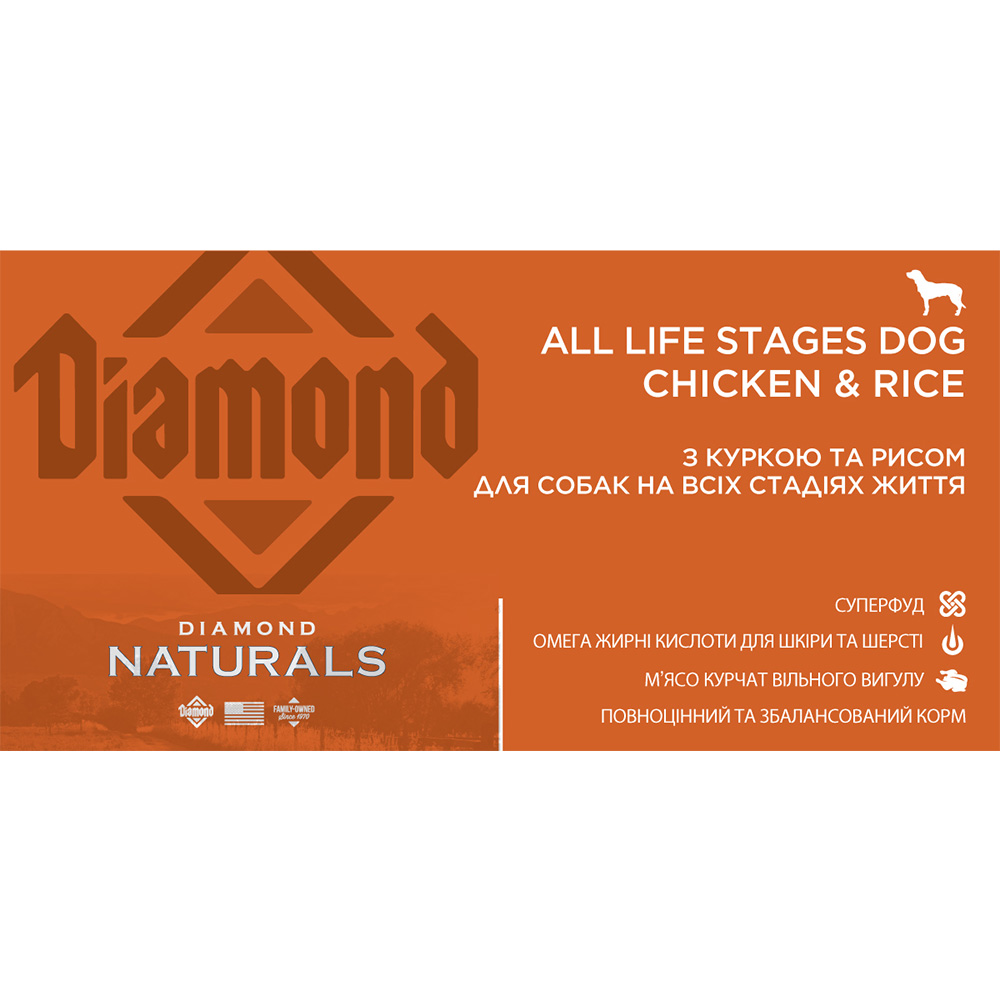 Diamond Naturals All Life Stages Dog Chicken&Rice Сухий корм для собак всіх порід на всіх стадіях життя (з куркою та рисом)3