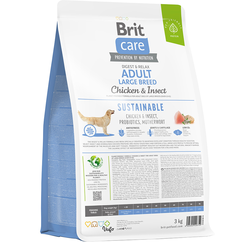 BRIT CARE Sustainable Adult Large Breed Сухой корм для взрослых собак больших пород (с курицей и насекомыми)10