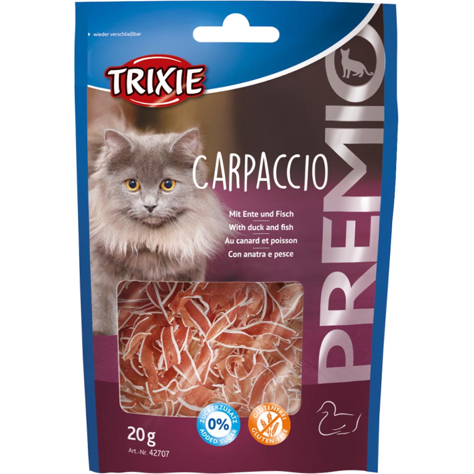 TRIXIE Premio Carpaccio Ласощі для котів (з качкою та рибою)0