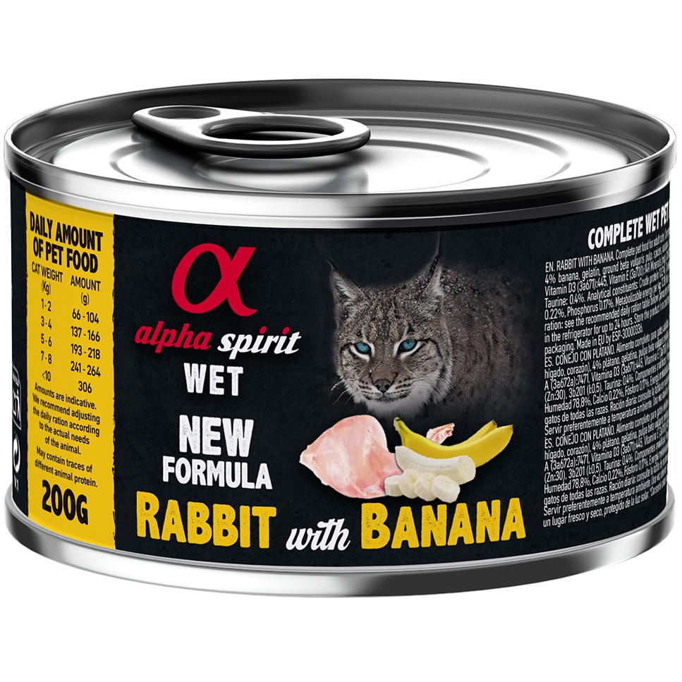 ALPHA SPIRIT Rabbit With Banana for Adult Cat Вологий корм для дорослих котів усіх порід (з кроликом та бананами)1