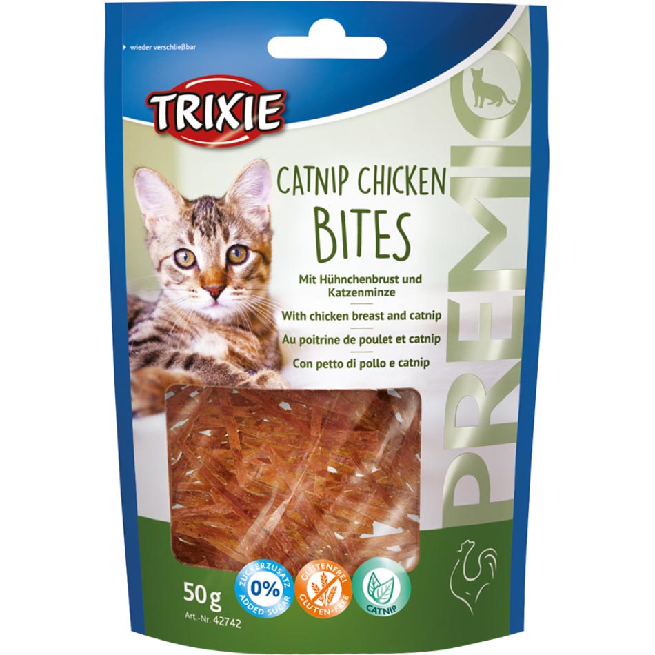 TRIXIE Premio Catnip Chicken Bites Ласощі для котів (з курячим філе та котячою м'ятою)0