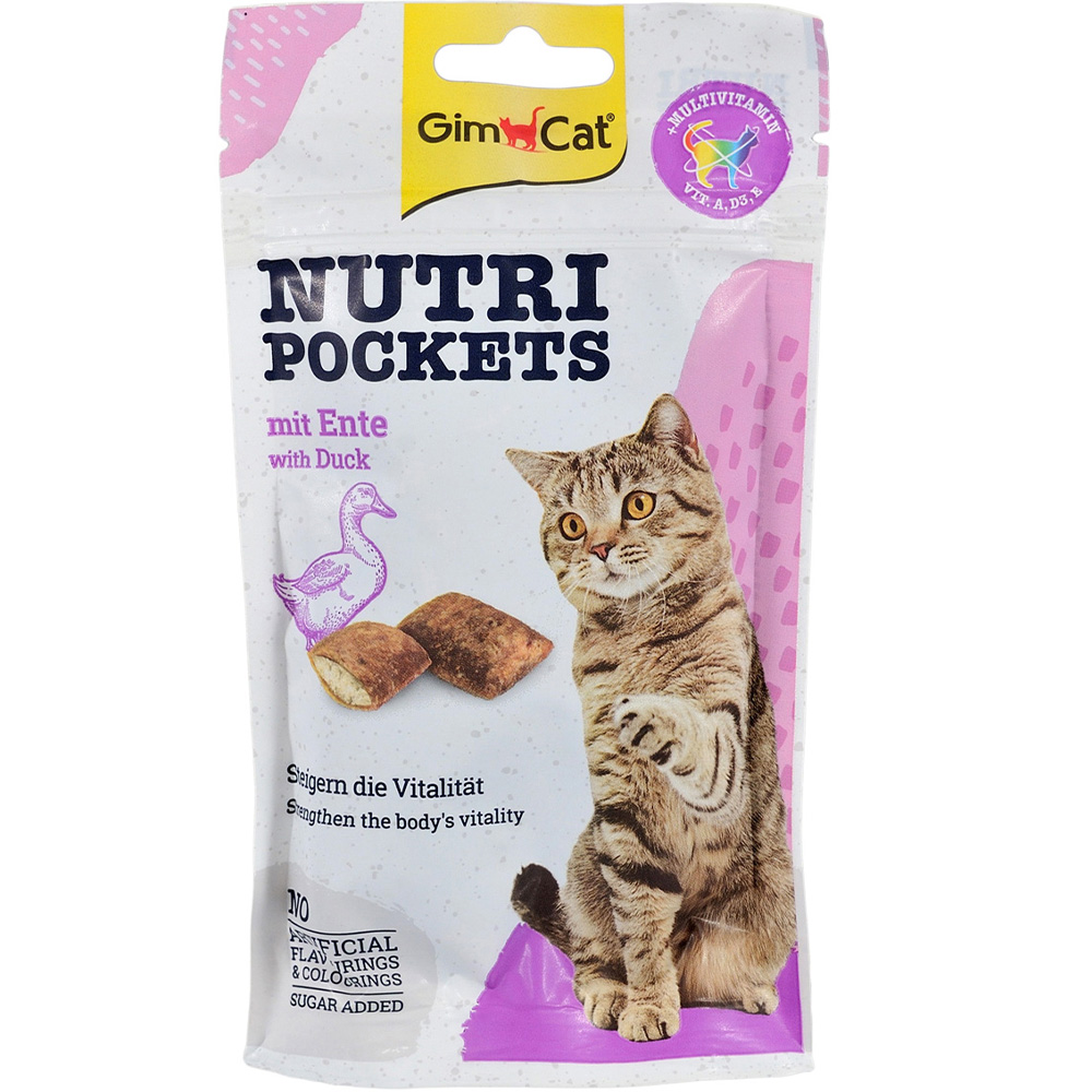 GIMCAT Nutri Pockets Ласощі для котів (з качкою і мультивітамінами)0