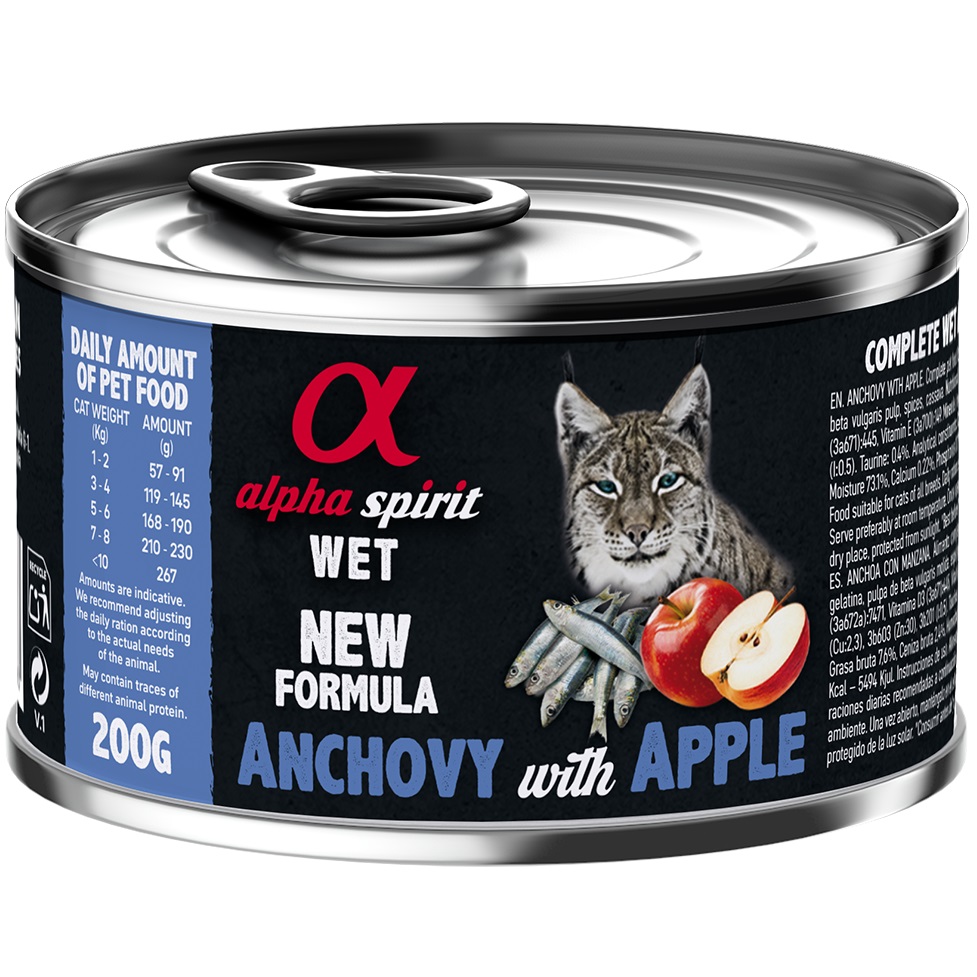 ALPHA SPIRIT Anchovy with Red Apple for Adult Cat Влажный корм для взрослых котов всех пород (с анчоусами и яблоками)1