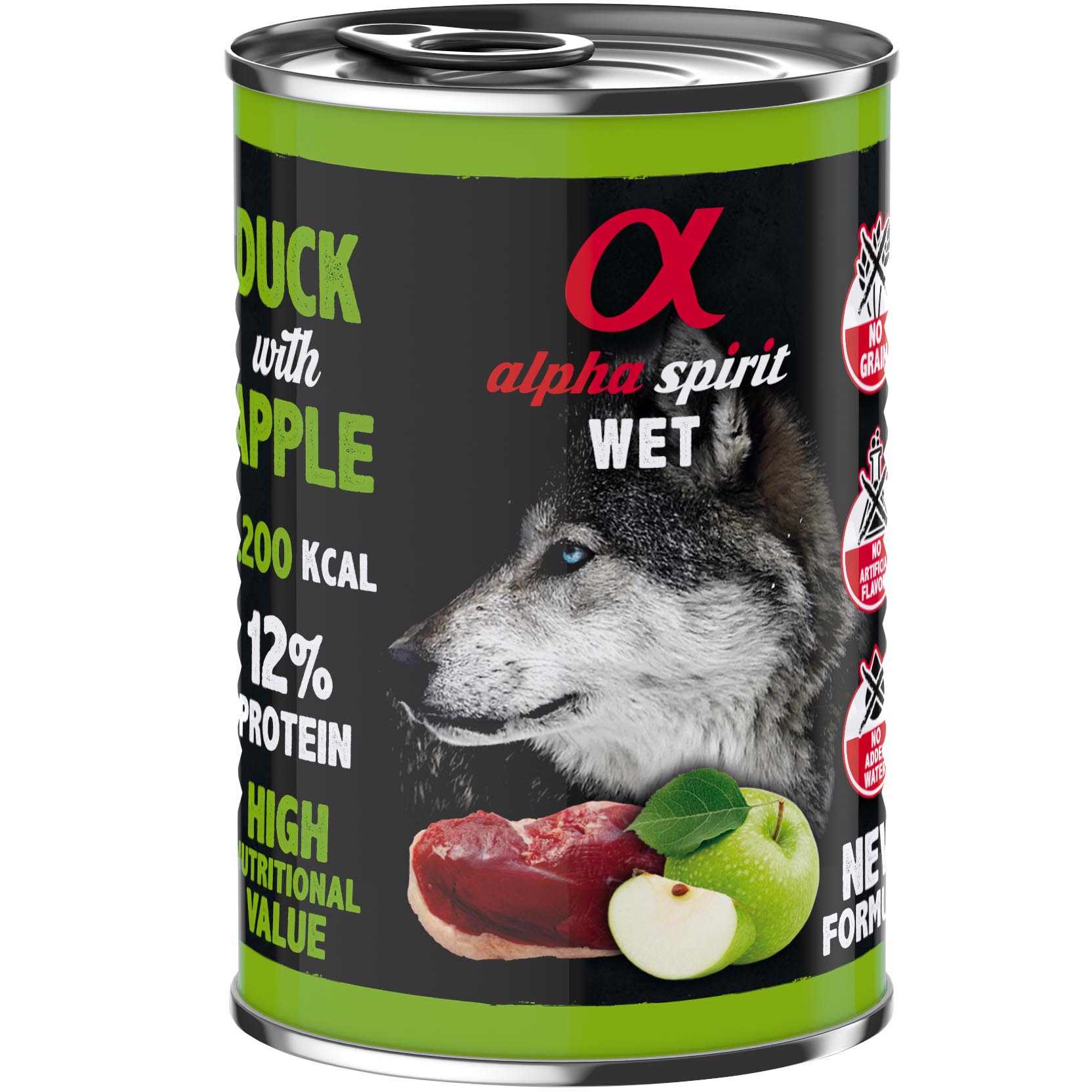 ALPHA SPIRIT Duck with Green Apple Влажный корм для взрослых собак всех пород (с уткой и зелеными яблоками)0