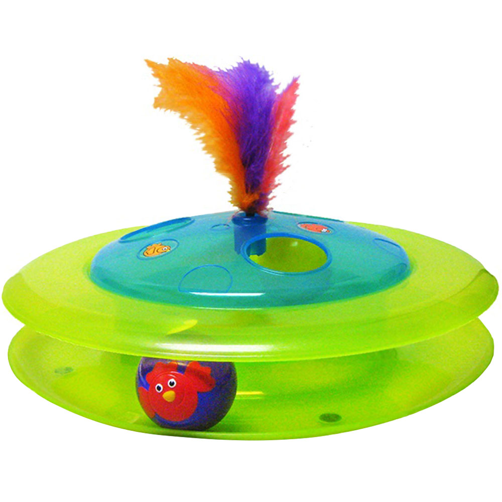 PETSTAGES Sights&Sounds Birdie Chase Игрушка для котов Трек с мячом и птичкой0