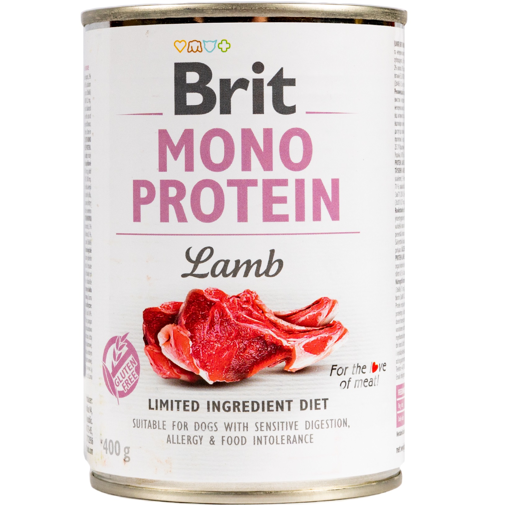 BRIT Mono Protein Dog Вологий корм для дорослих собак усіх порід (Ягня)0