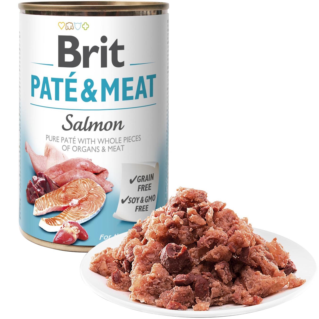 BRIT Pate and Meat Dog Вологий корм для дорослих собак усіх порід (Лосось)1