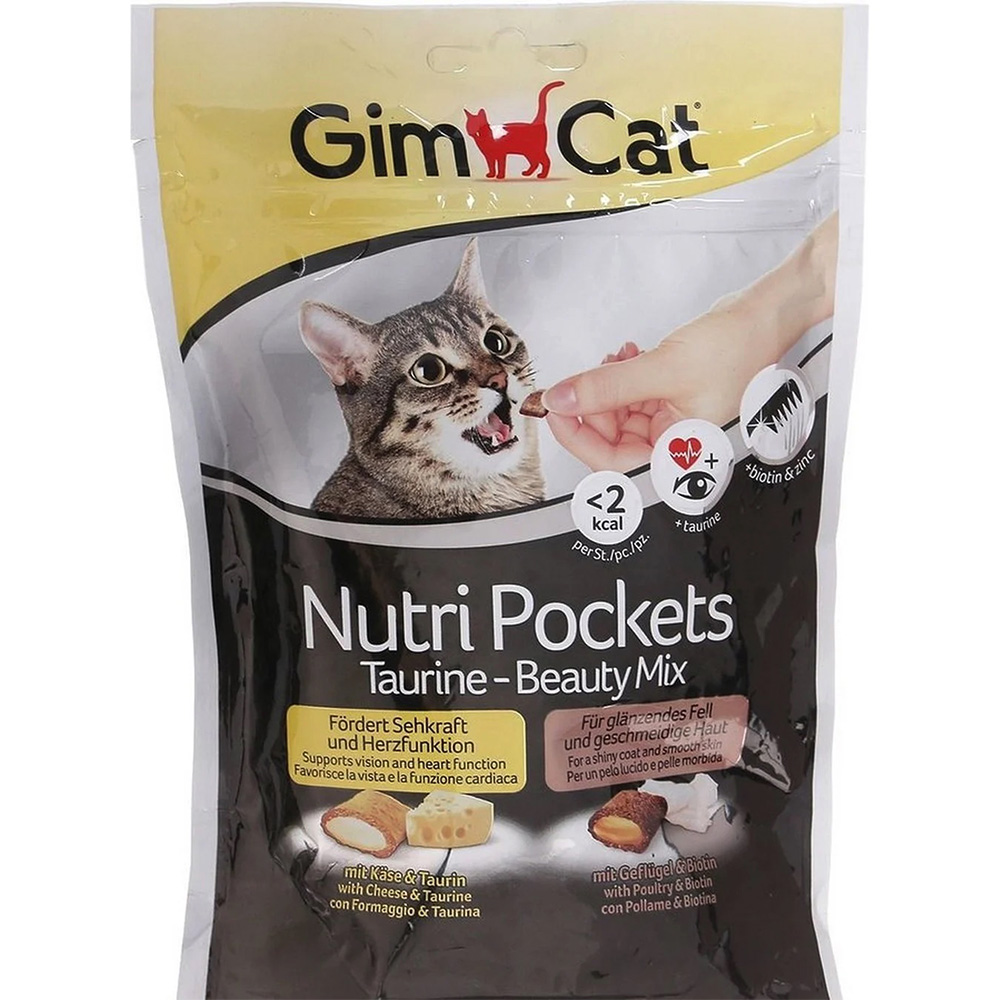 GIMCAT Nutri Pockets Taurine-Beauty Mix Ласощі для котів (асорті)0