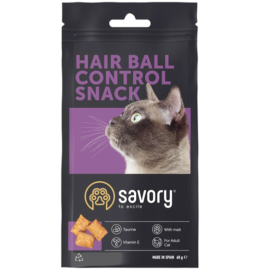 SAVORY Snack Hair-ball Control Ласощі для контролю утворення шерстяних грудочок у котів0