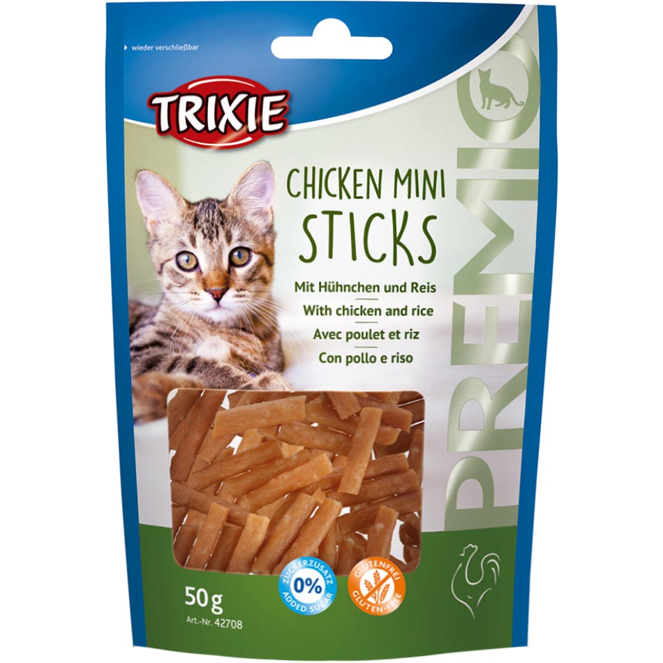 TRIXIE Premio Chicken Mini Sticks Ласощі для котів (з куркою та рисом)0