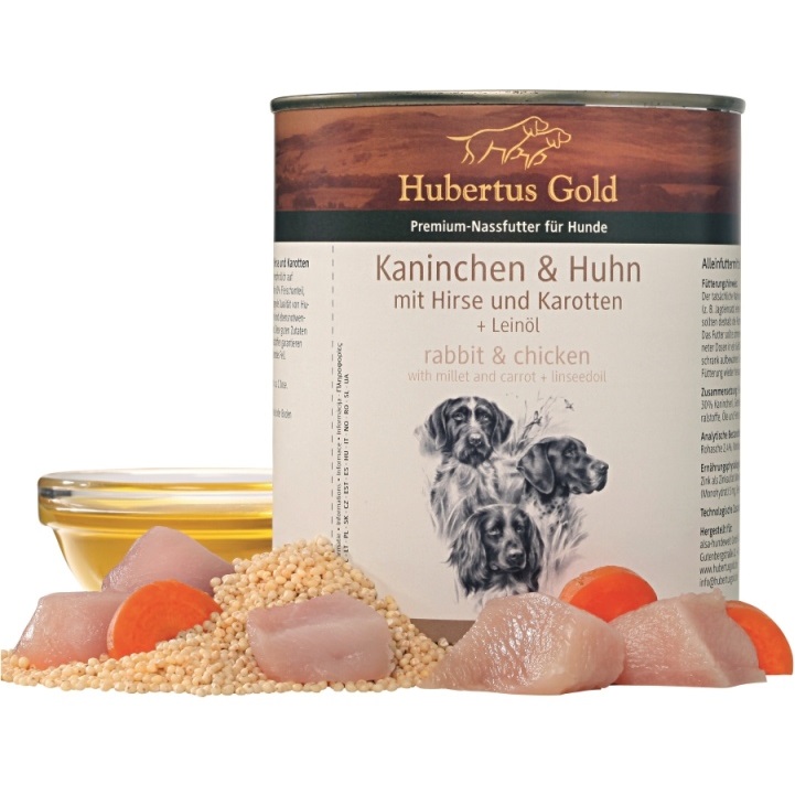 HUBERTUS GOLD Консерва для собак (з кроликом, куркою, пшоном та  морквою)0