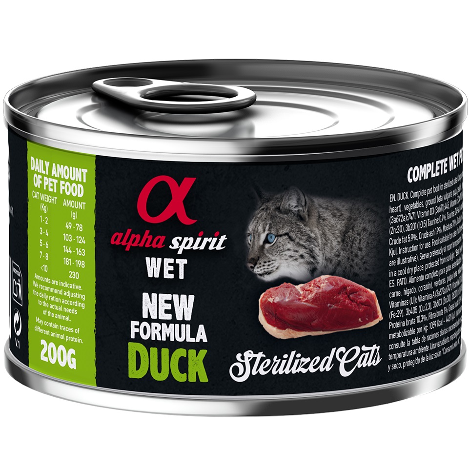 Alpha Spirit Duck for Sterilized Cat Вологий корм для стерилізованих котів усіх порід (з качкою)0