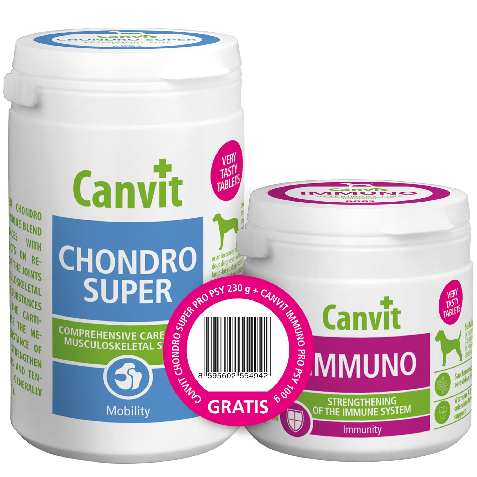 CANVIT Chondro Super + Canvit Immuno Набор витаминно-минеральных комплексов для собак0