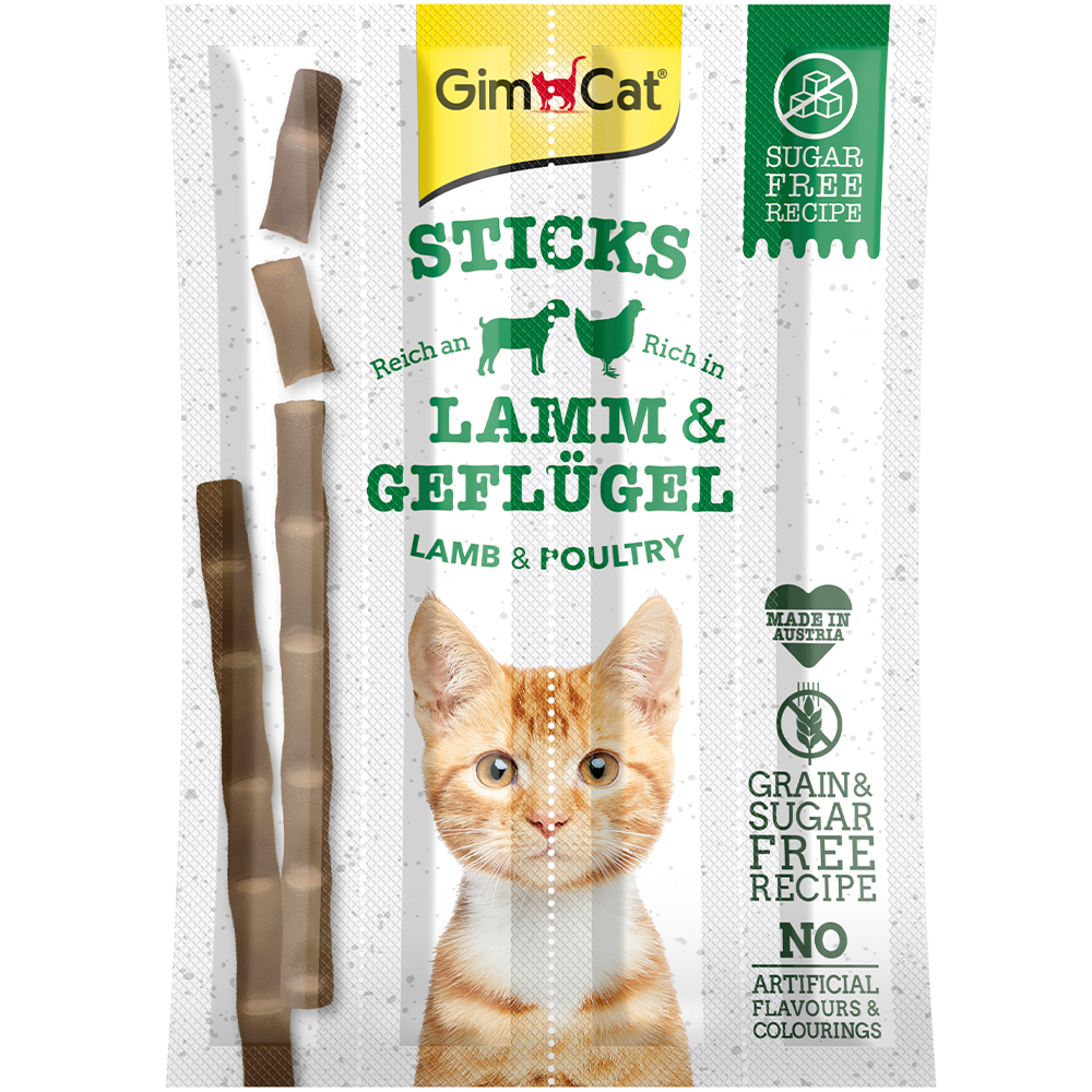 GIMCAT Sticks Grain-Free Ласощі для котів (з ягням та куркою)0