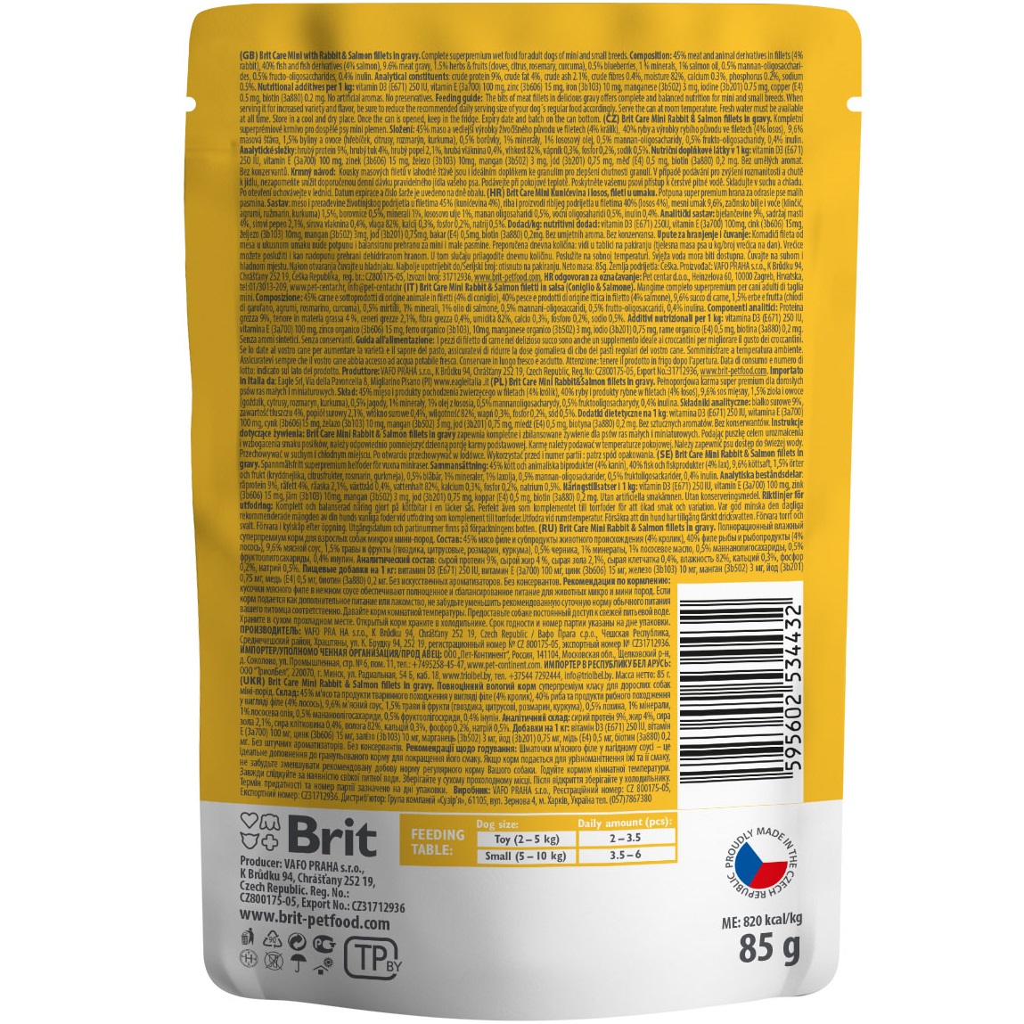 BRIT CARE Mini Вологий корм для собак малих порід (Кролик, Лосось)2