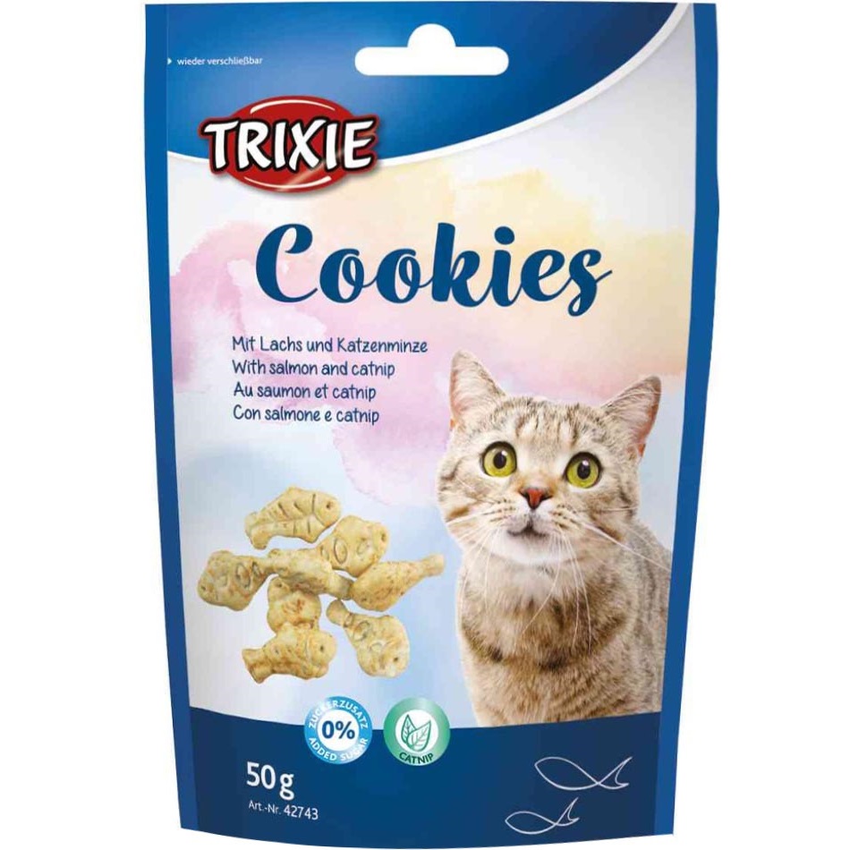 TRIXIE Cookies Лакомства для котов (с лососем и кошачьей мятой)0