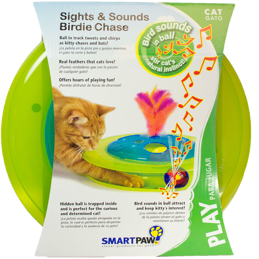 PETSTAGES Sights&Sounds Birdie Chase Игрушка для котов Трек с мячом и птичкой2