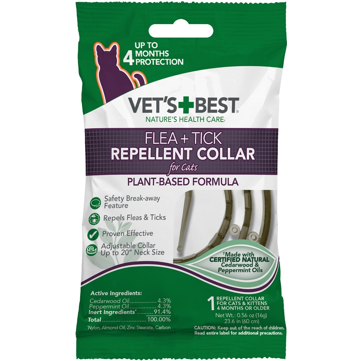 VET`S BEST Flea&Tick Repellent Collar for Cats Ошейник от блох и клещей для котов0