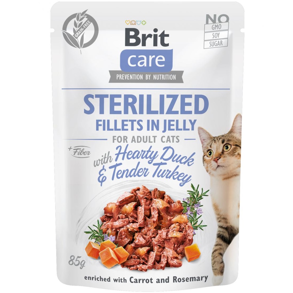 BRIT CARE Cat Pouch Вологий корм для стерилізованих котів (з качкою та індичкою)1