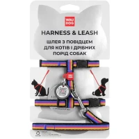 COLLAR WAUDOG Nylon Шлея з повідцем для котів та дрібних порід собак з QR паспортом "Лінія"