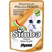 MONGE SIMBA Cat Wet Вологий корм для дорослих котів (з куркою та лівером)