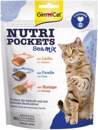 GIMCAT Nutri Pockets Sea Mix Лакомства для котов (с лососем, форелью и креветками)